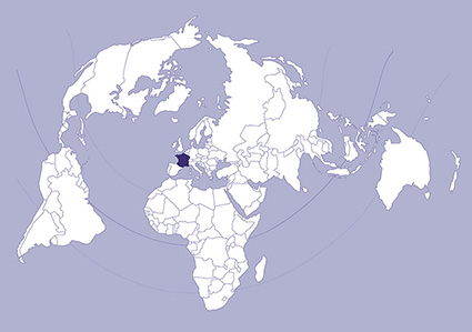 Carte du monde - positionnement de la france